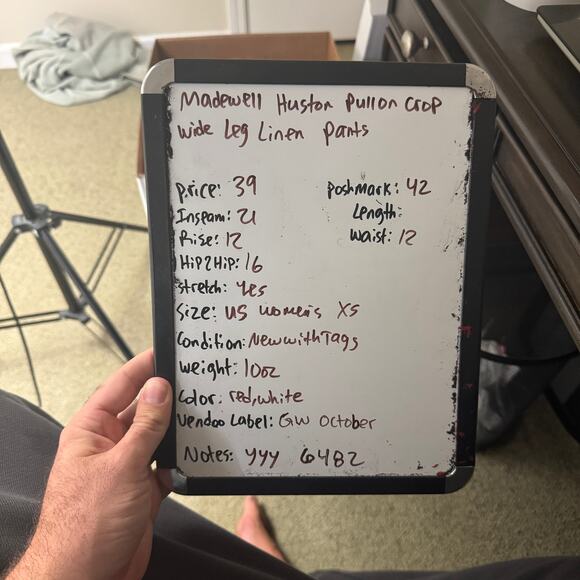 Madewell Huston Pull On Crop Wide Leg Linen Pants US Women's XS - Picture 6 of 6